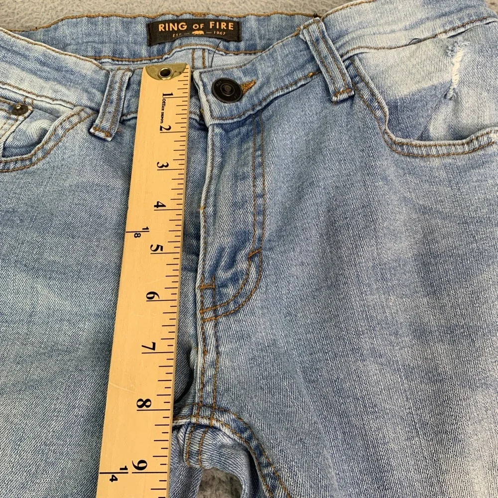 Ring of Fire Jeans Mens Size 30 Slim Fit Factory Distressed Light Wash
